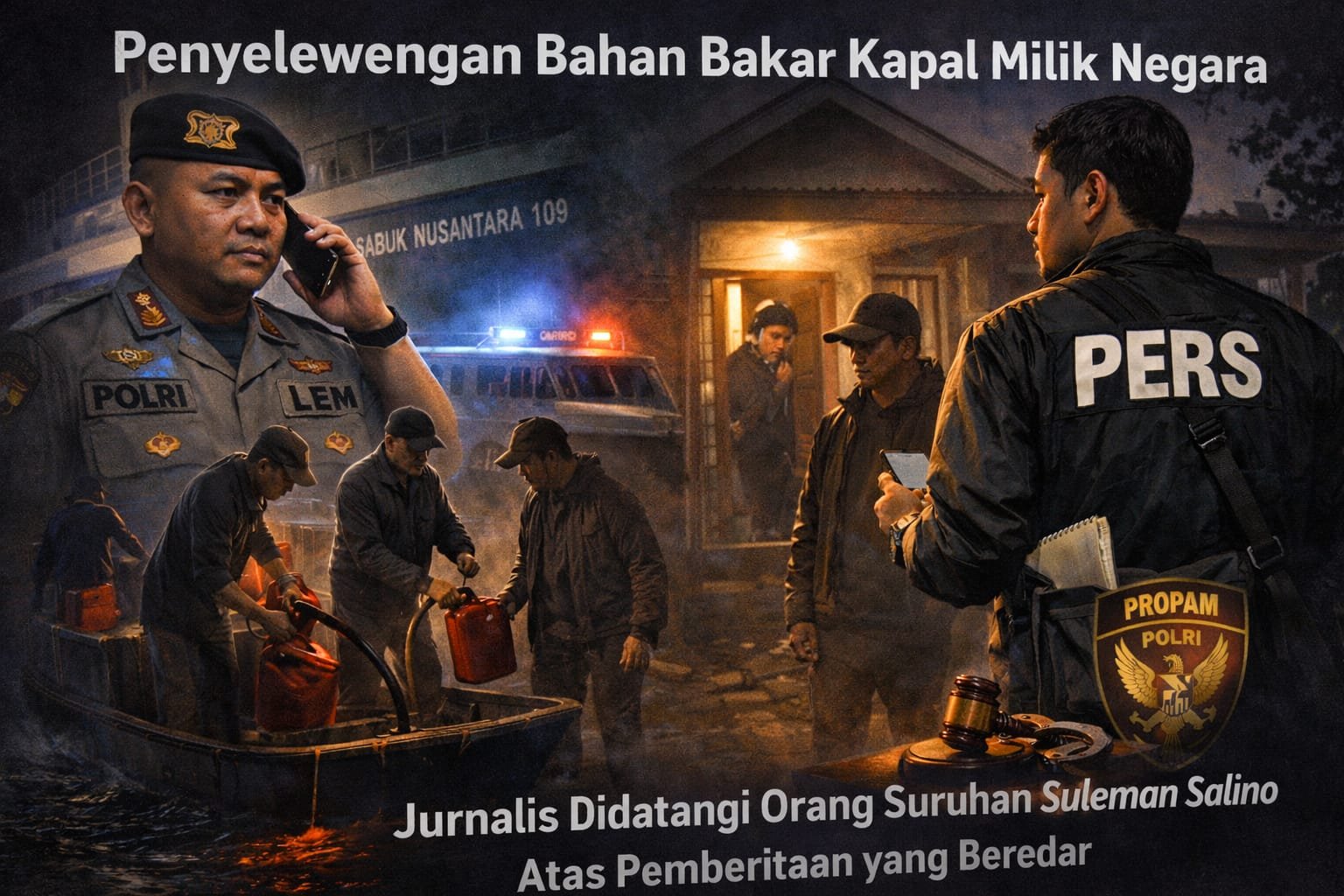 Kifly Polapa Jurnalis di Bitung yang mengalami intimidasi" atau "Kapal KM Sabuk Nusantara 109 di Pelabuhan Bitung