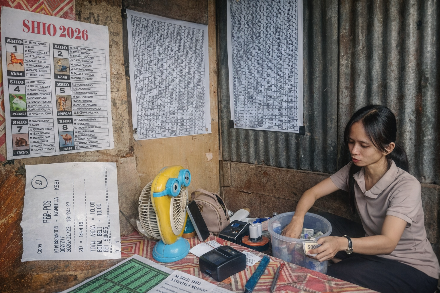 Bukti kupon putih dan situasi aktivitas perjudian 303 di Manokwari yang meresahkan warga.