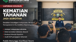 TAHANAN MENINGGAL - Bobby Noe saat melakukan konferensi Pers terkait kasus kematian seorang tahanan di dalam sel Polres Bolmut. Pihak Polres enggan beber data kasus kematian.