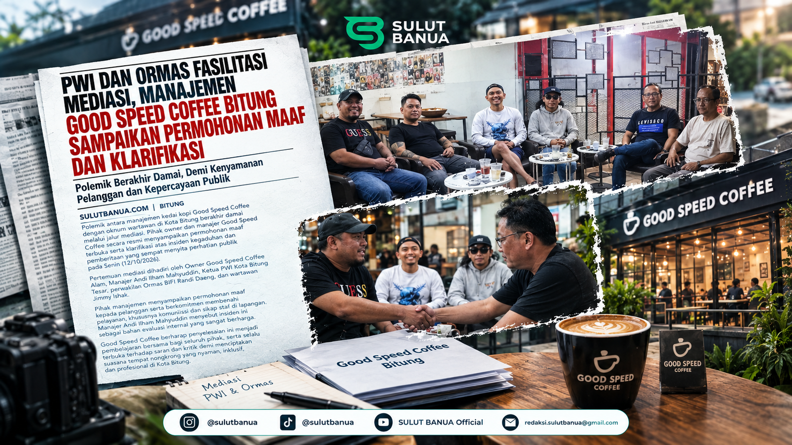 Infografis Mediasi manajemen Good Speed Coffee Bitung bersama Ketua PWI dan Ormas BIFI
